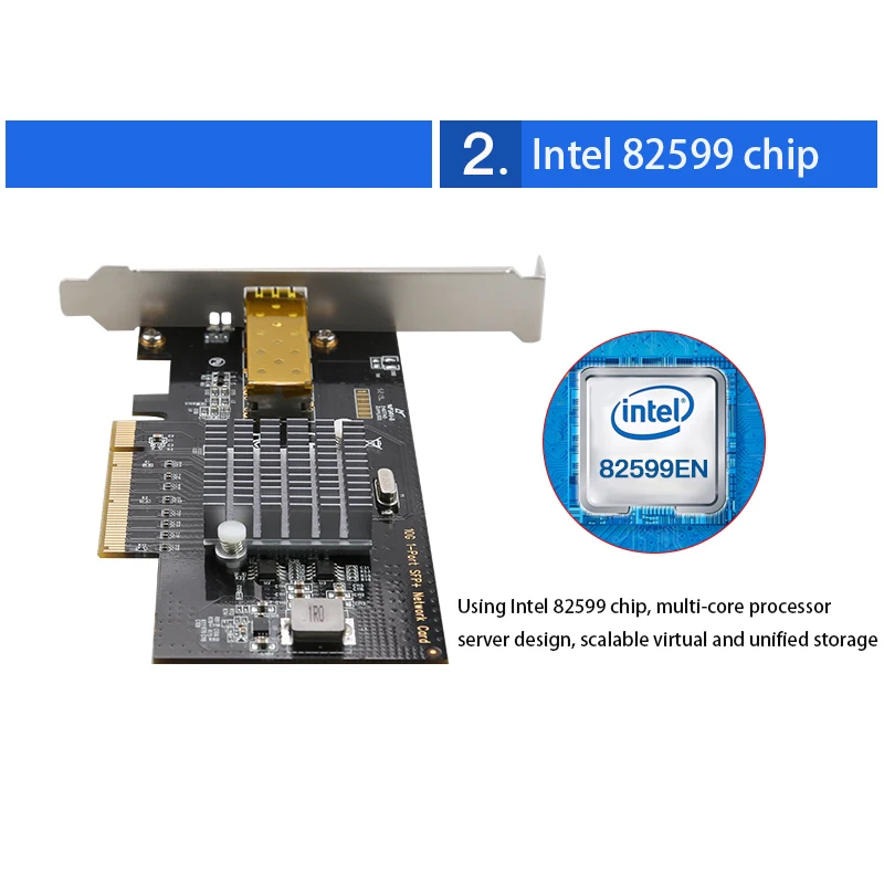 Jeu de puces Intel 82599 adaptatif, 10000M, accessoires informatiques, carte réseau fibre, 10G, port unique, déchets, Lan