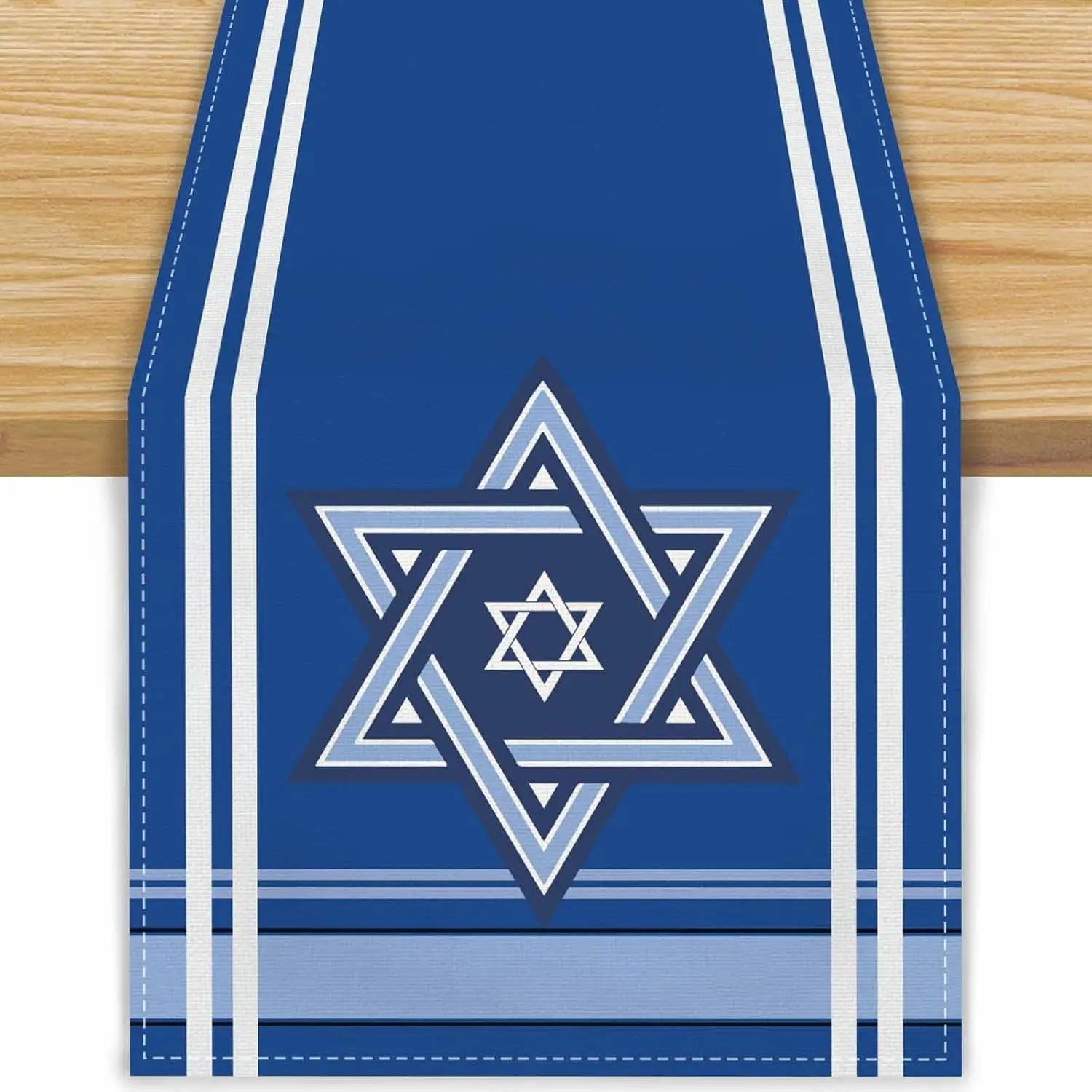 Happy Passover Linen Table Runner Holiday Party Decor Reusable Jewish Pesach Star Table Runners Kitchen Dining Room Table Decor