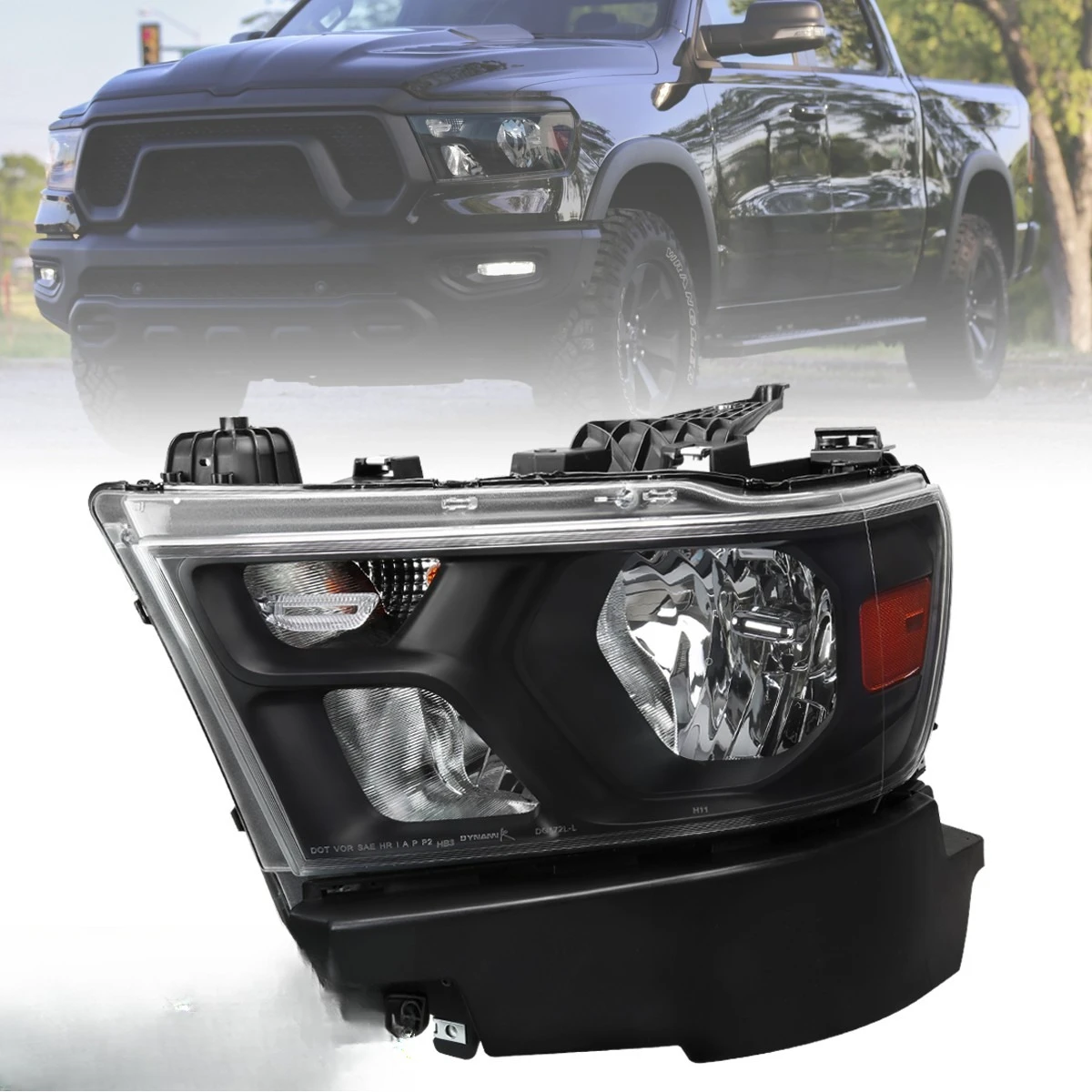 

Black Left Headlight Fits 2019-2024 Dodge Ram 1500 Front Head Lamp Replacement