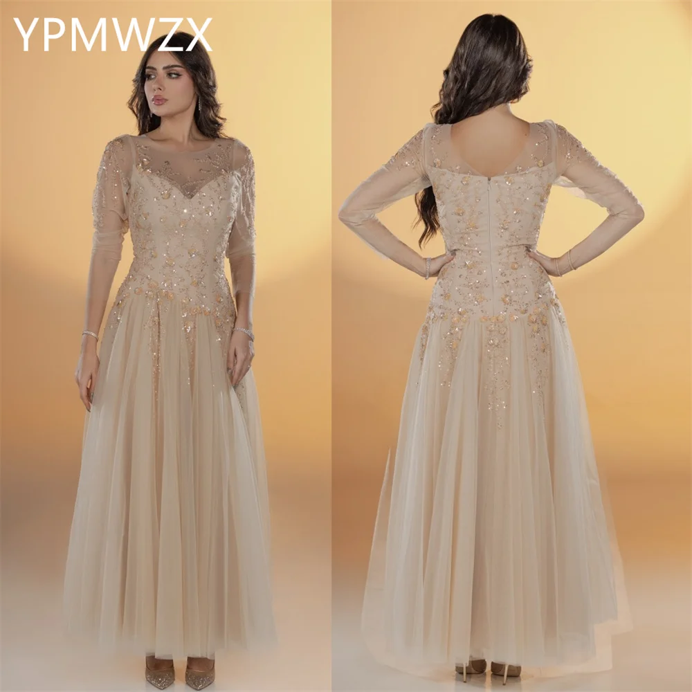 Customized YPMWZX Scoop Neckline A-line Floor length Skirts Tulle Bespoke Occasion Dresses