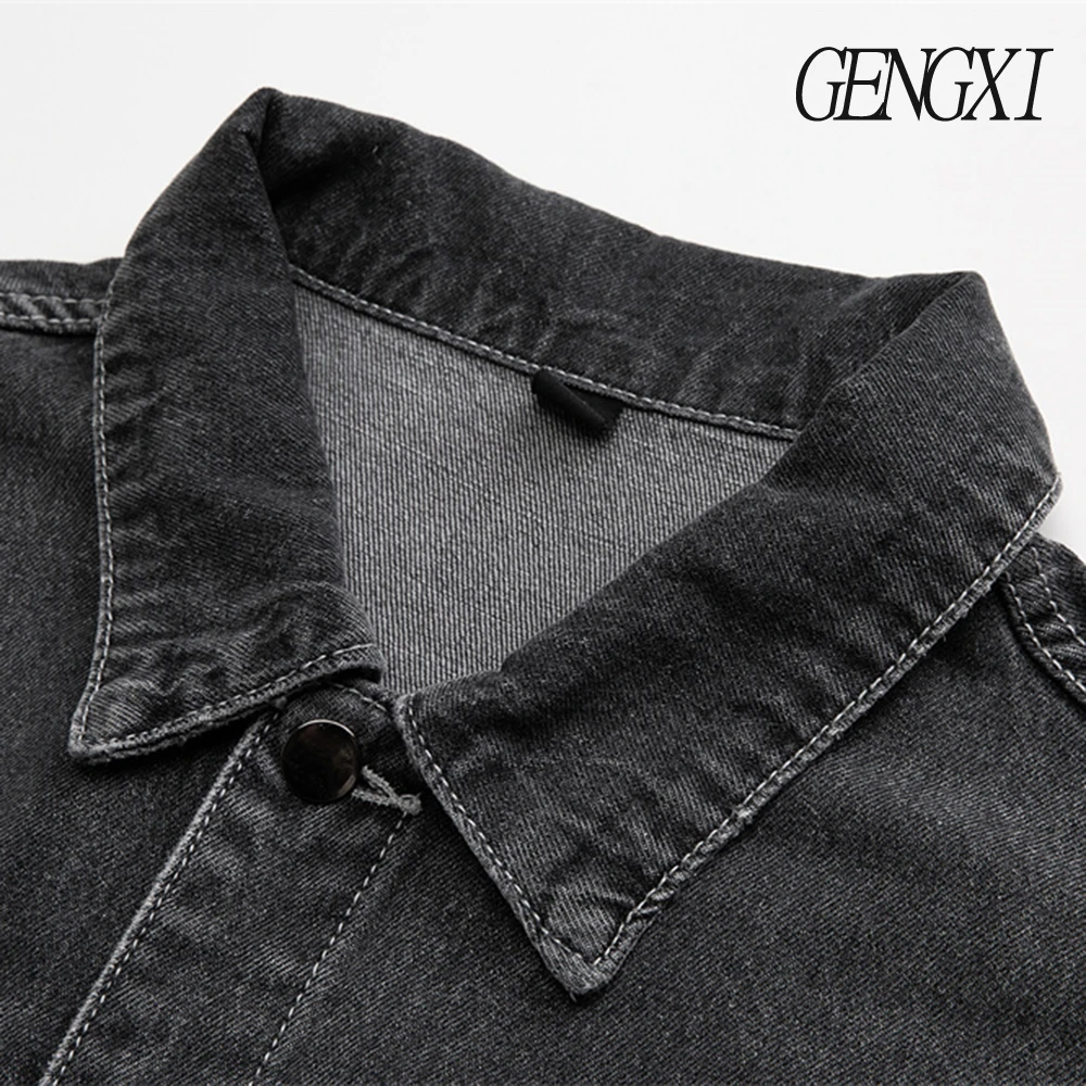 الخريف/الشتاء جديد وصول الرجال غسلها الدنيم سترة الشارع الرجعية نمط واحدة الصدر طوق الدنيم سترة الرجال المألوف