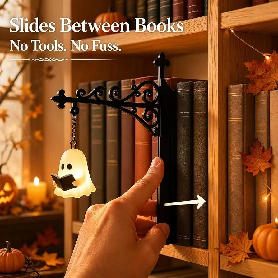 Vintage Halloween Library Lantern Bookshelf Lamp 6
