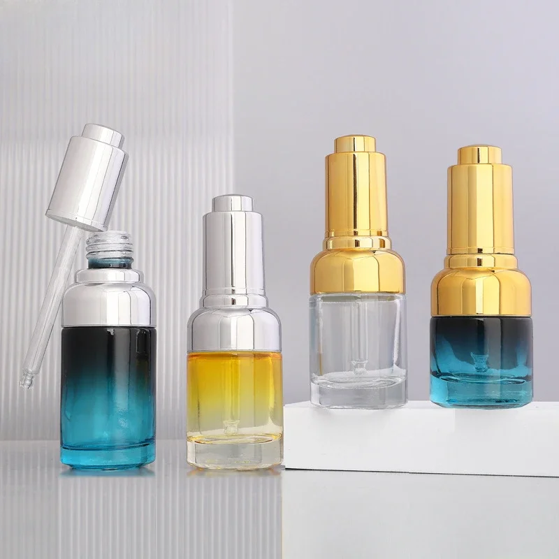 Essential Oil Bottle 20ml 30ml 40ml Empty Gold Glass Perfume Bottle Dropper Bottles Oil Bottle Portable Empty Sample Bottles DIY