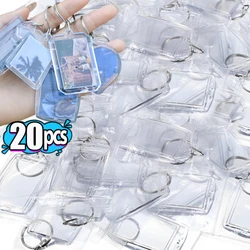 1/20Pcs Blank Acrylic Picture Keychain DIY Clear Insert Photo Split Key Ring Frame Key Chains Couple Anniversary Graduation Gift