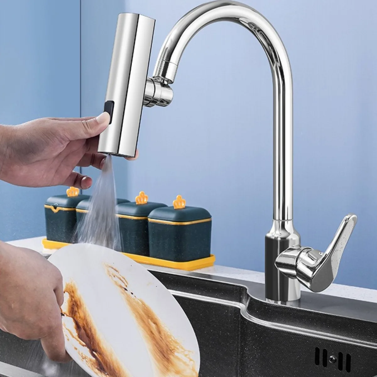 

3 In 1 720° Rotatable Faucet Extension Anti Splash Filter for Kitchen Sink Washbasin Faucet Spray Head Kitchen Accessories