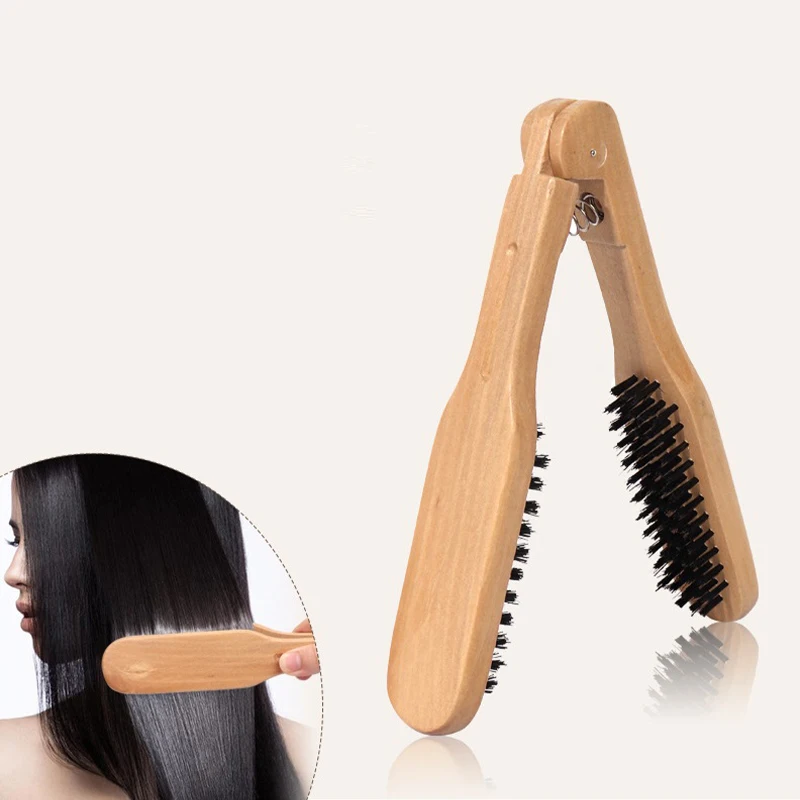 1Pcs Professionelle V-förmigen Haarglätter Borsten Glattes Haar Doppel Pinsel Kamm Clip Tut Nicht Weh Styling Werkzeuge DIY Hause