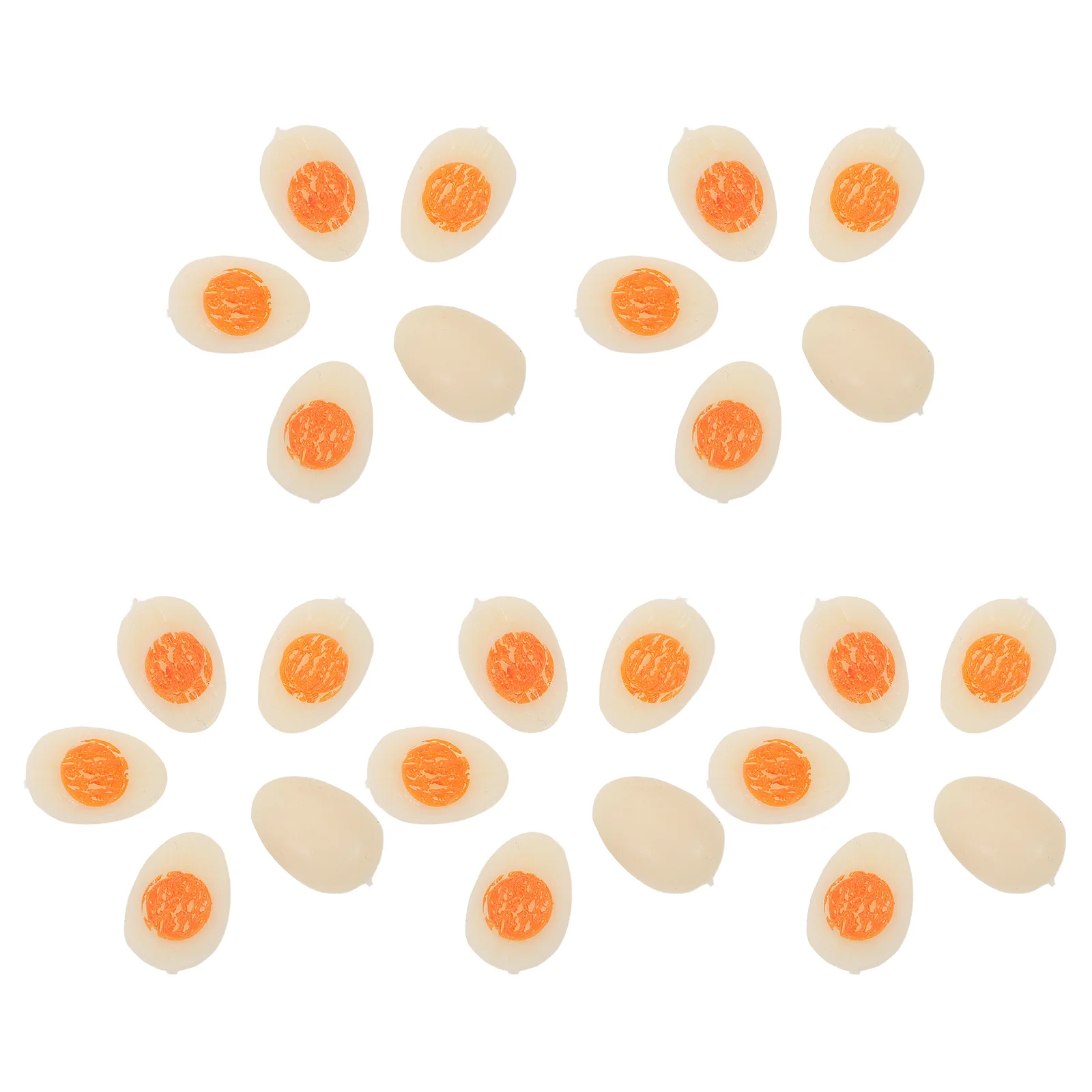 30 قطعة من البيض المسلوق الصناعي المصغر، تصميم واقعي، دعائم المطبخ الصغيرة المحاكاة التعليمية للطعام