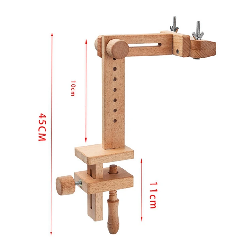 Wooden Embroidery Hoop Holder 360 Degree Rotation Adjustable Desktop Stand Cross Stitch Rack,With Embroidery Hoop