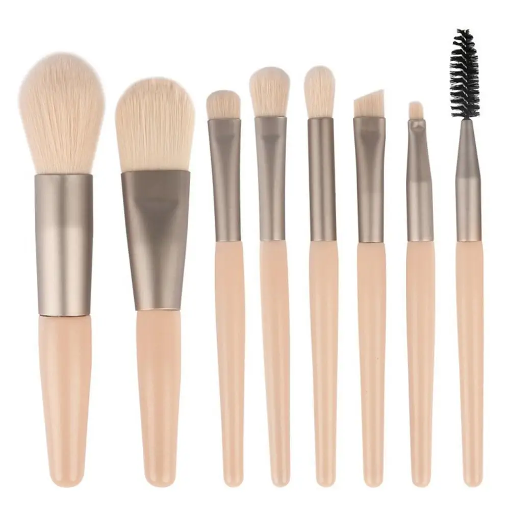 Set di 8 pennelli per trucco con setole morbide sintetici premium con borsa Strumenti per il trucco Pennello per ombretto per bellezza viso occhi Principianti