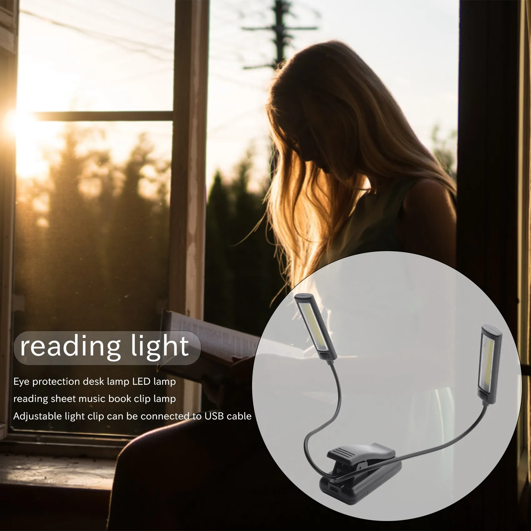 مشبك إضاءة بحامل LICE-Music على مصباح LED - بدون وميض، قابل للتعديل بالكامل، 6 مستويات من السطوع - أيضًا لقراءة الكتب، الأوركستر