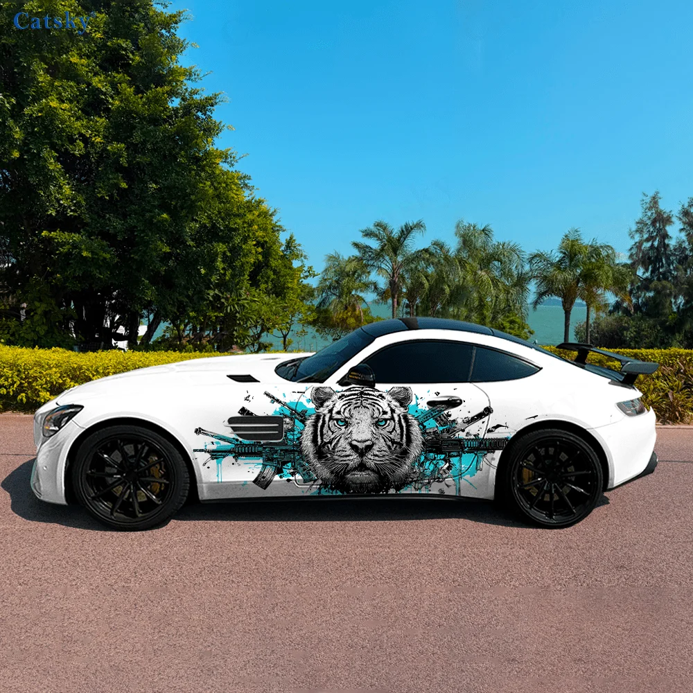 

Механик Тигр красочные автомобильные виниловые наклейки самоклеящаяся наклейка из ПВХ подходит для грузовиков внедорожник украшения автоаксессуары подарок