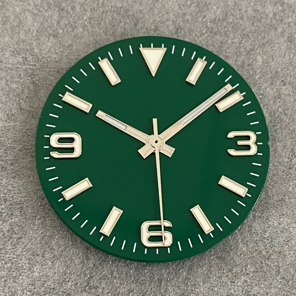 28.5mm Watch Dial + Watches Hands Green Luminous Modified 369 Nail Men\'s Watch Faces Accessories Fit NH35/NH36/4R/7S Movement