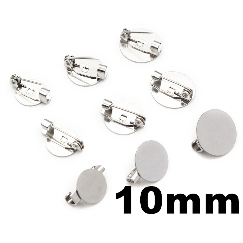 10pcs 12mm Inner Size Stainless Steel Material Brooch Style Cabochon Base Blank Cufflink Spacer Settings Tie Tack Pins-T5-06