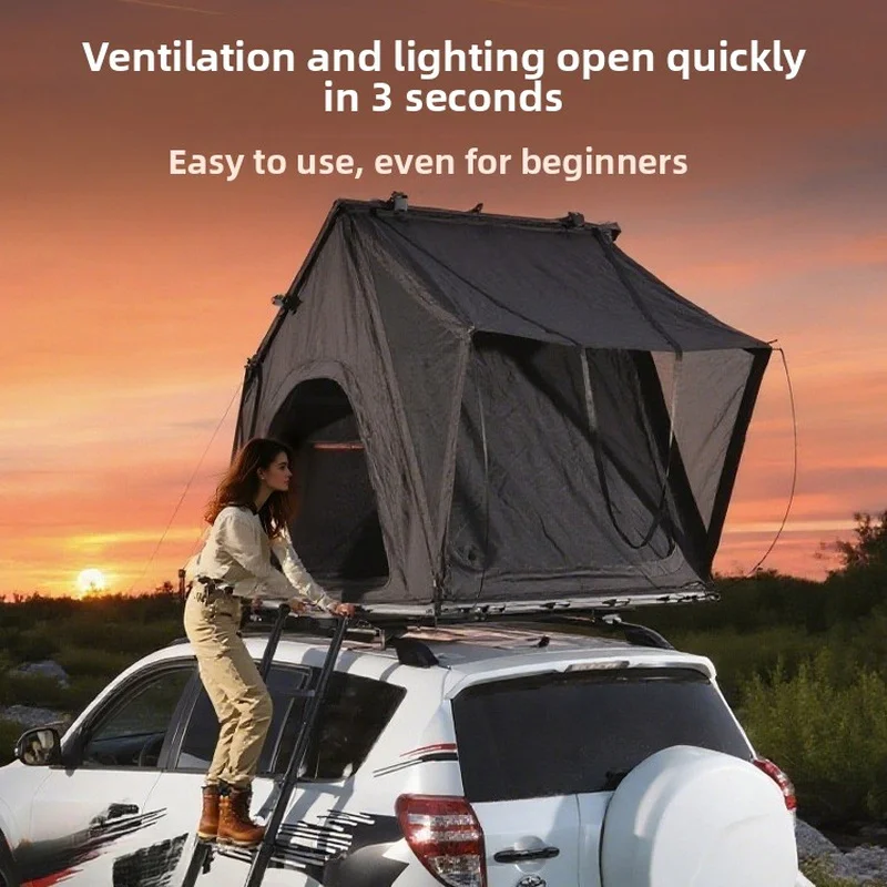 High Quality 8cm Ultra-thin Triangle Hard Shell Rooftop Tent, Double Layer Four Season Quick Set Up For Vehicle Outdoor Camping