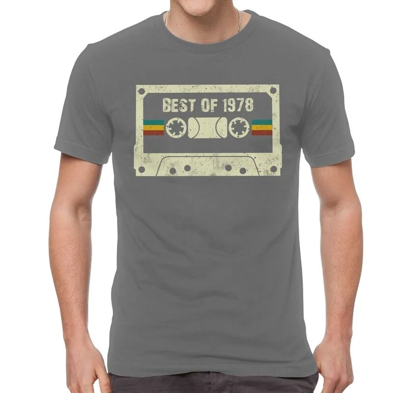 Best Vintage Of 1978 T-Shirts Men Graphic T Shirt Short Sleeve 43nd Birthday Gift Mixtape Cassette Tshirt Cotton Tee Top Clothes