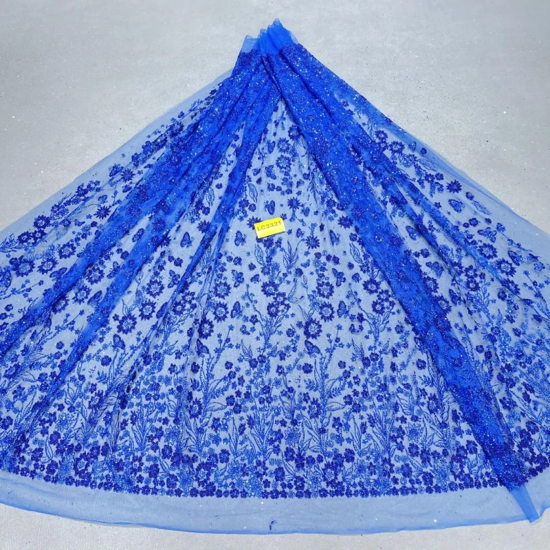 

10 Yards Royal Blue Patterned Wedding Dress Fabric Mesh Spray Lace 150cm Wedding Party Pink Spray gold Tull fabric