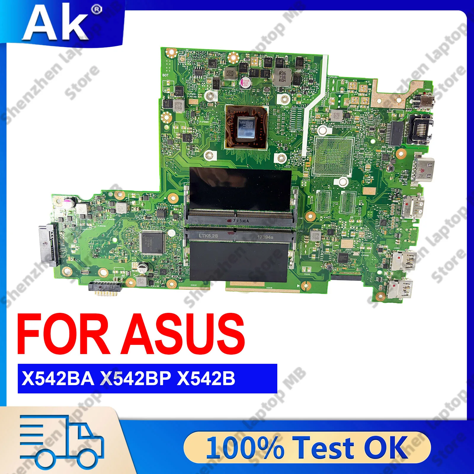 X542BA X542BP Laptop Motherboard For ASUS VivoBook FL8000B X542BA X542B A580B Notebook Mainboard With A6 A8 A9 CPU 100% Tests OK