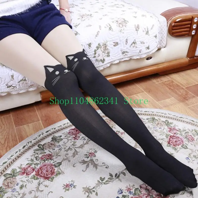 Phụ nữ 5asd dễ thương cho mô hình đuôi mèo in quần legging quần sexy faux đùi cao hình xăm chắp vá phim hoạt hình Pantyhose