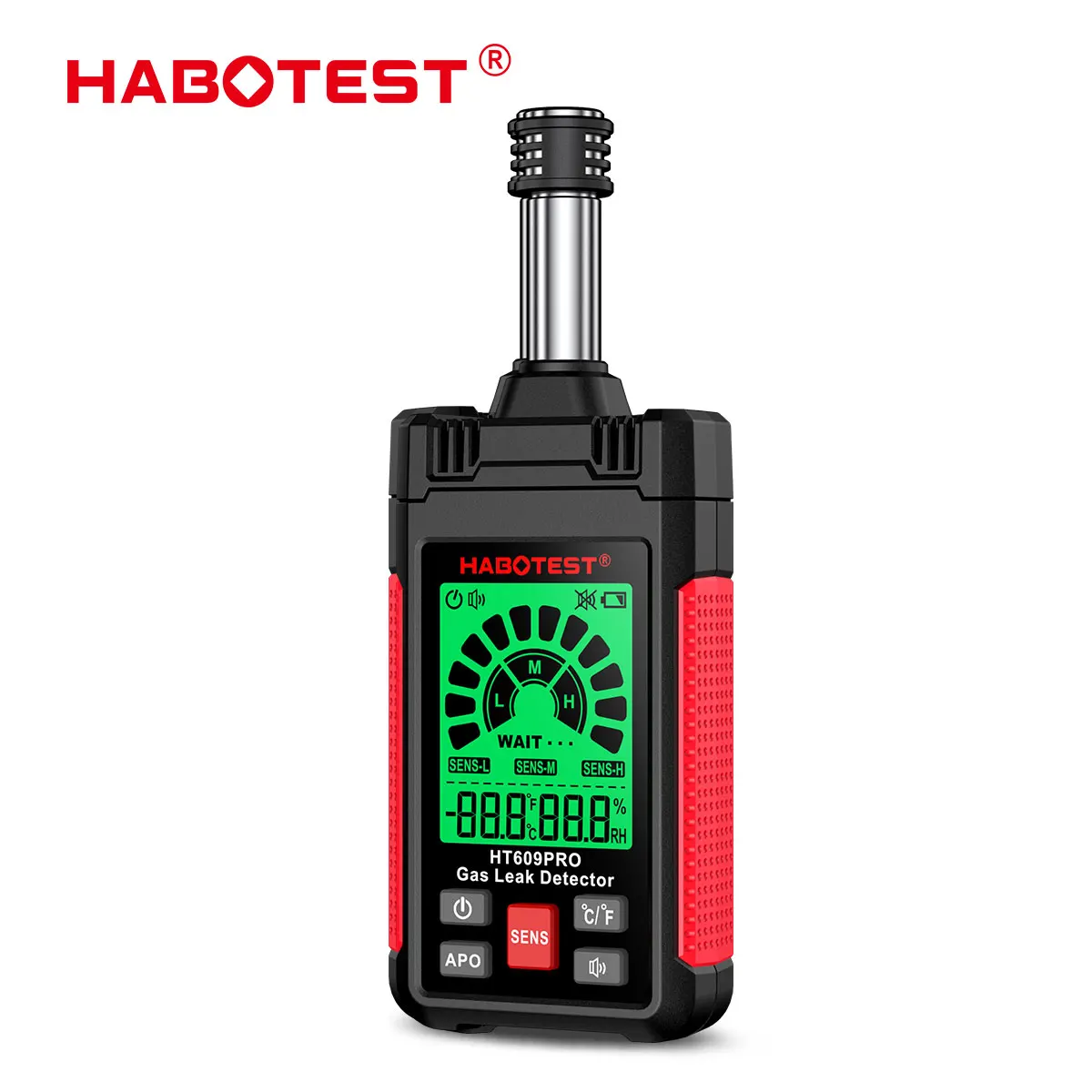 

HABOTEST HT609 Pro Combustible Gas Leak Detector 50-1000PPM Flexible Portable Natural Gas Detector with Audible & Visual Alarm