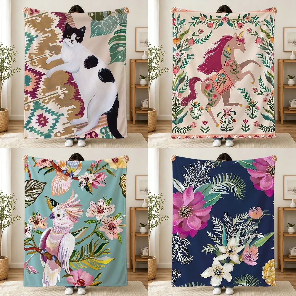 Christine De Carvalho Blanket Printed Flannel Soft Warm Cozy Season Nap Bed Sofa Travel Camping Gift Adults Kids