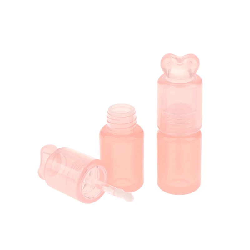 1 個 3.5 ミリリットル空のリップグロスチューブプラスチック詰め替えボトル液体口紅容器ピンクピーチハートカバーリップグロスボトル