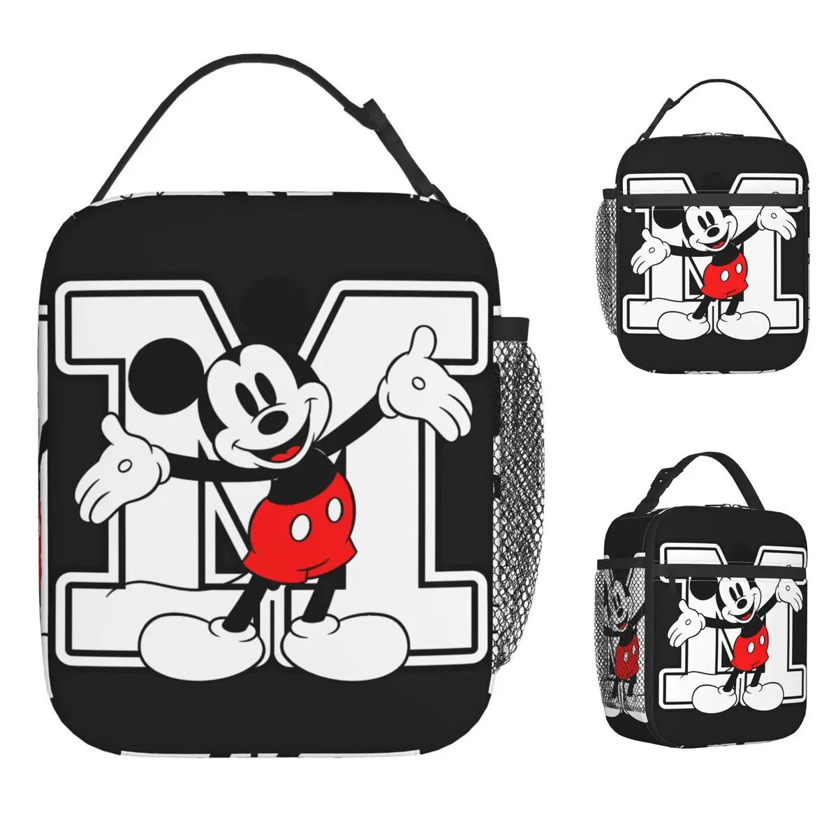 

Mickey Mouse M Cartoon Lunch Bag Cute Manga Anime Lunch Box Travel Portable Thermal Tote Handbags For Women Oxford Cooler Bag