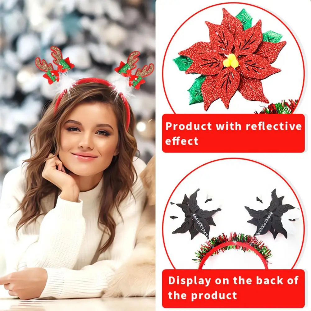 Christmas Headbands for Parties Photos Snowman Reindeer Santa Hat Antlers Hair Hoop Plastic Festive Holiday Headbands