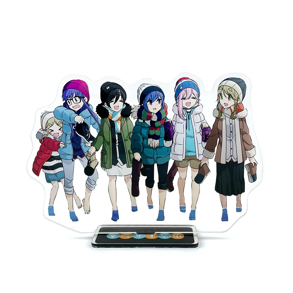 Yuruキャンプグループのアクリル図、ウォーキングスタイル、rin'sakura、Nadesnapi、minami、aoi、プレートホルダー、アニメケーキトッパー