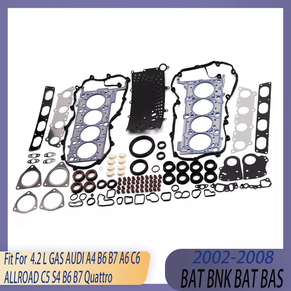 Engine Cyliner Head Full Gasket Seal Set Kit 4.2 L GAS BAT BNK BAT BAS 02-08 For AUDI A4 B6 B7 A6 C6 ALLROAD C5 S4 B6 B7 Quattro