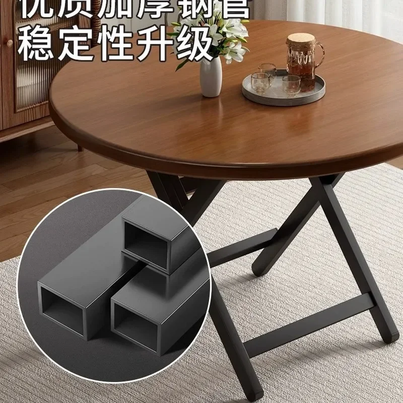 For Foldable Round Dining Table Portable Small Apartment Household Rental Room Balcony Simple Stall Table Space Saving