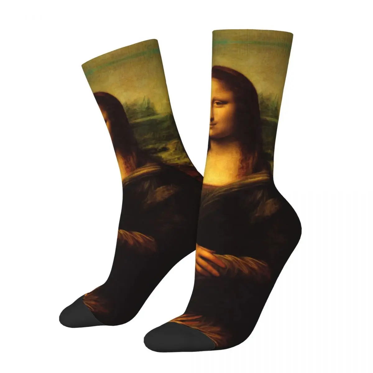 Casual Mona Lisa Basketball Socks Funny Summer Harajuku Aesthetic Ulzzang Grunge Middle Tube Socks for Women Men Breathable