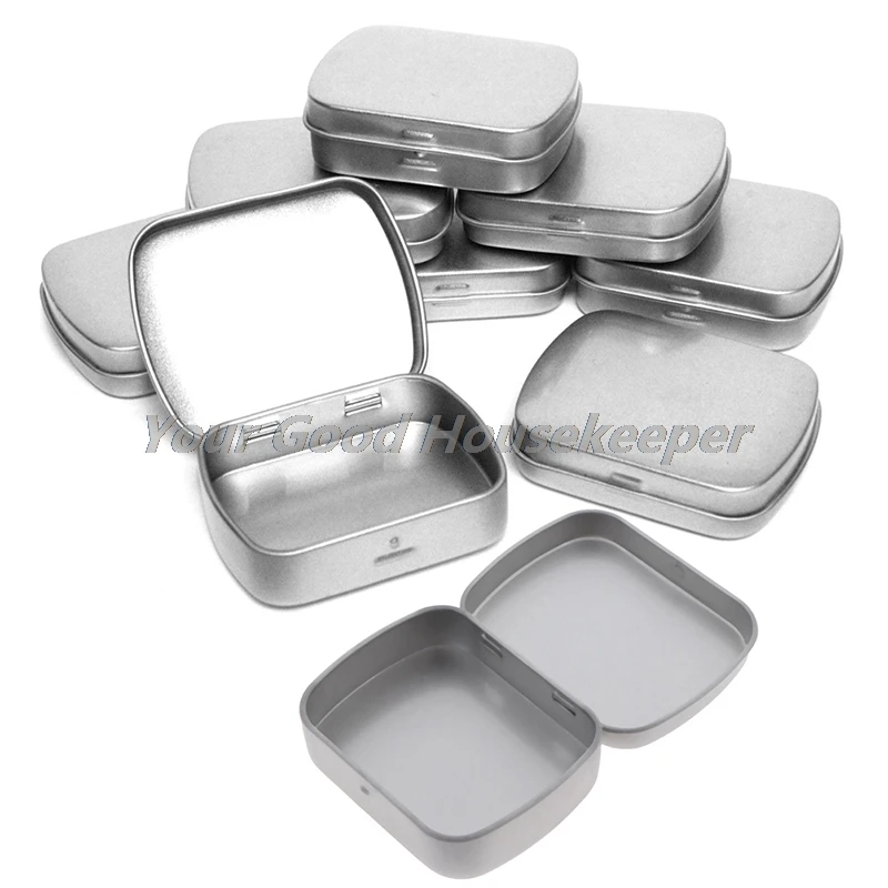 1pc Mini Metal box Small Hinged Tin Lip Balm Beard Wax Cream Sweets Cosmetics Pills Tea Storage