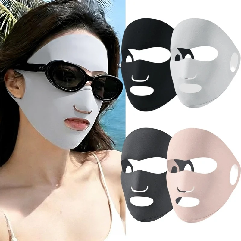 Spring Summer Ultra Thin Full Face Sunscreen Masks Breathable UV Protection Running Face Cover for Outdoor Sports Windproof Mask