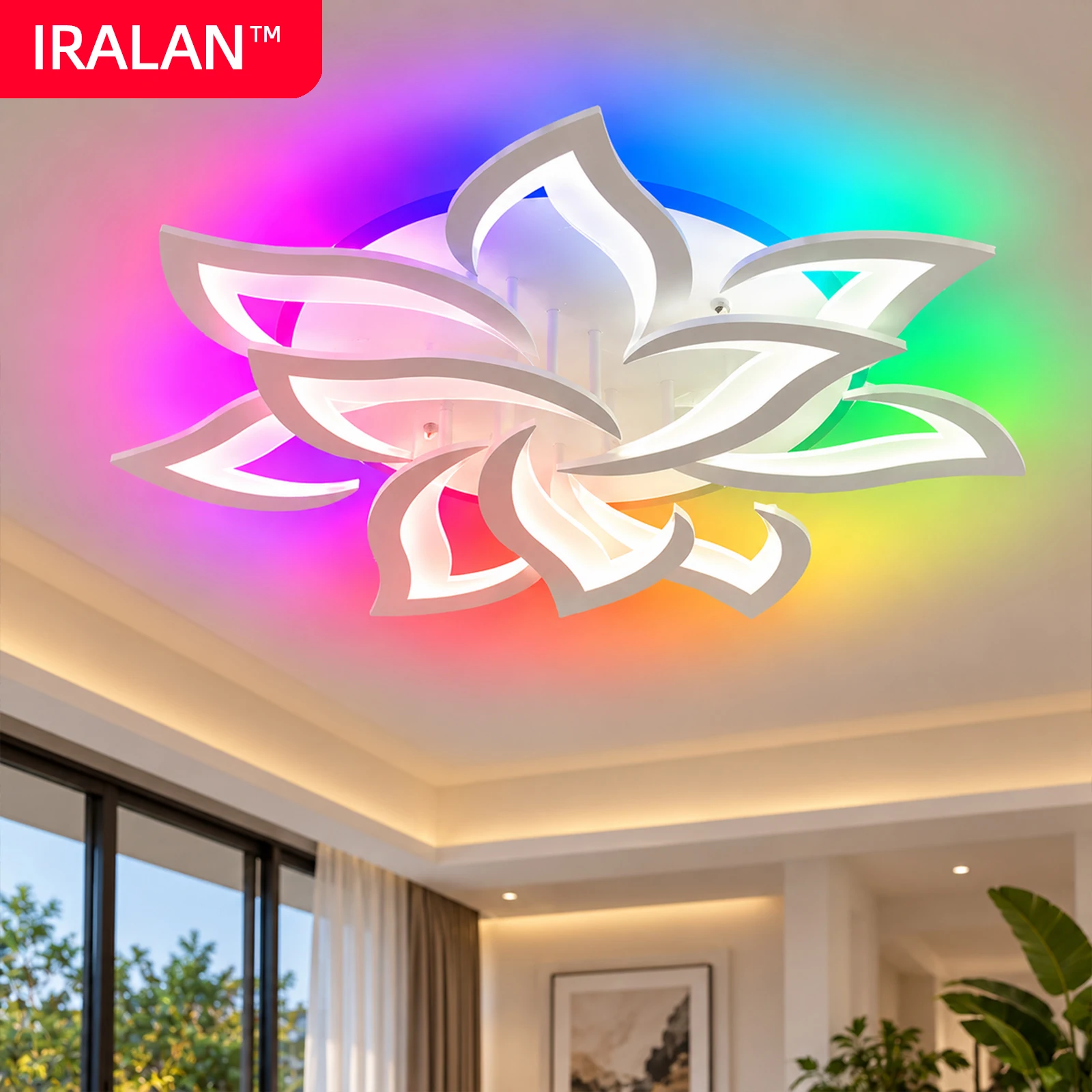 Lampade da soffitto a LED RGB, design moderno e intelligente, lampade decorative per soggiorno, ingresso, sala espositiva, lampadario da soffitto a forma di loto per la casa.