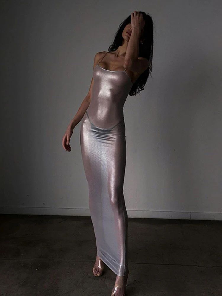 여성용 섹시한 스트랩 맥시 드레스, 바디 쉐이핑 드레스, 멋진 힙스터 의류, 시스루