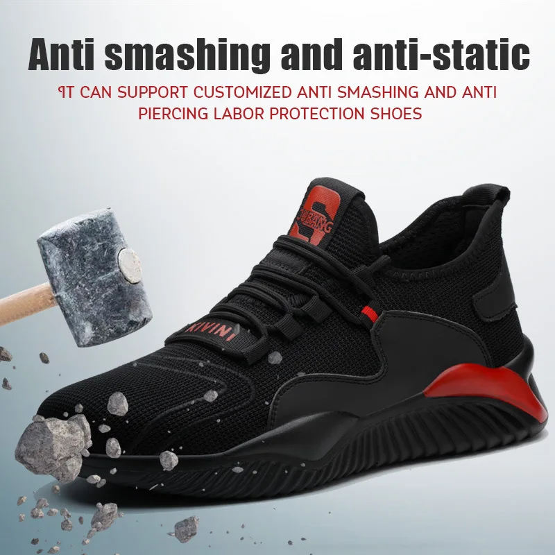 New Men's Casual Breathable Outdoor Sports Shoes Steel Toe Work Safety Shoes Anti-puncture Boots Comfortable Industrial Shoes