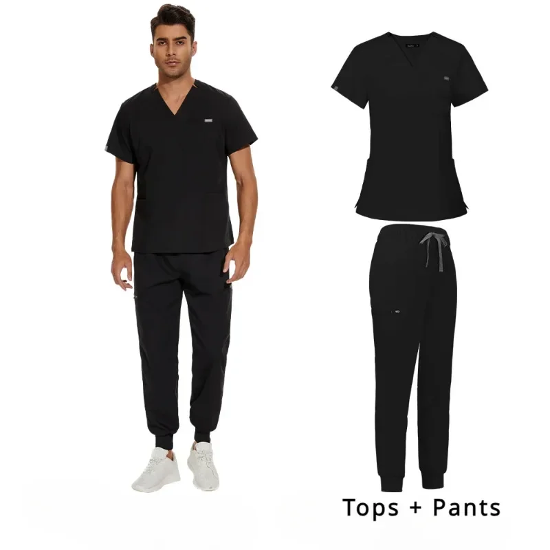 Beauty Workwear Men Medical Nurses Uniform Surgical Scrubs Set Spa Tops Pants Clinic Carer Nursing Uniforms Jogger Suits