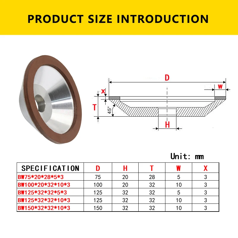 75/100/125/150mm Diamond Grinding Wheel Cup Grinding Wheel Grinding Tool for Polishing Milling Cutter Grinder Disc