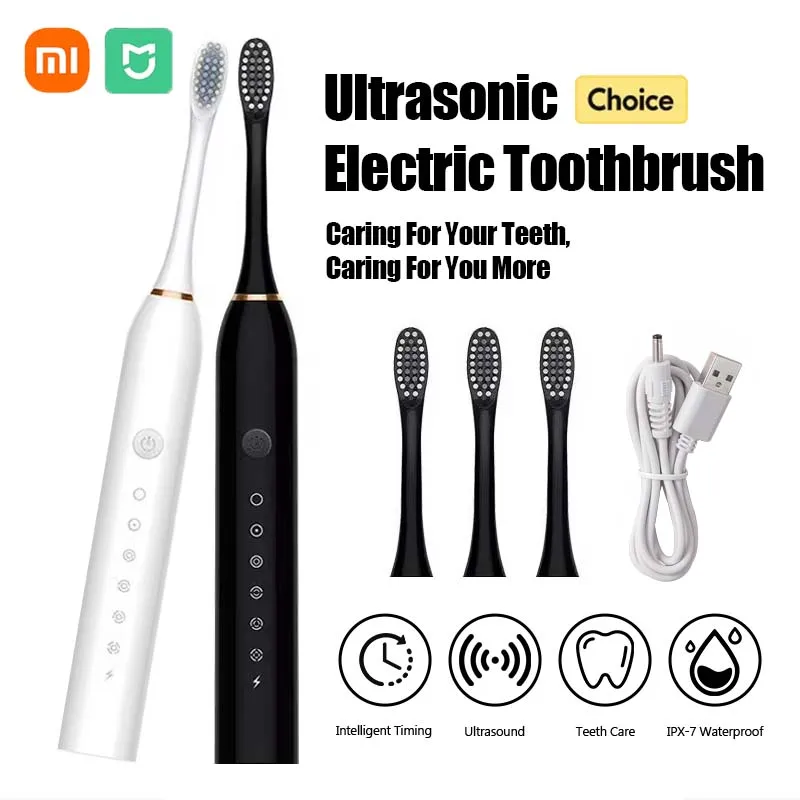 XIAOMI-cepillo de dientes eléctrico ultrasónico, recargable por USB, resistente al agua, multifuncional, inteligencia, blanqueamiento, multimodo