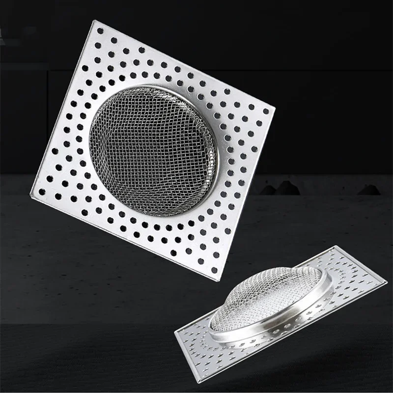 8cm Stainless Steel Floor Square Drain Filter Bathroom Kitchen Drain Filter Hair Catcher Sink Strainer Bathroom Tool Mesh Cover