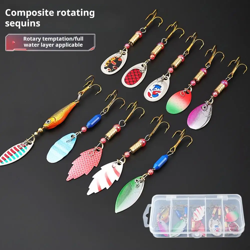 

10Pcs/Box Fishing Spoon Lure with Sharp Hook Metal Spinning Sequin Long Casting Colorful Spinner Bait Fishing Accessories