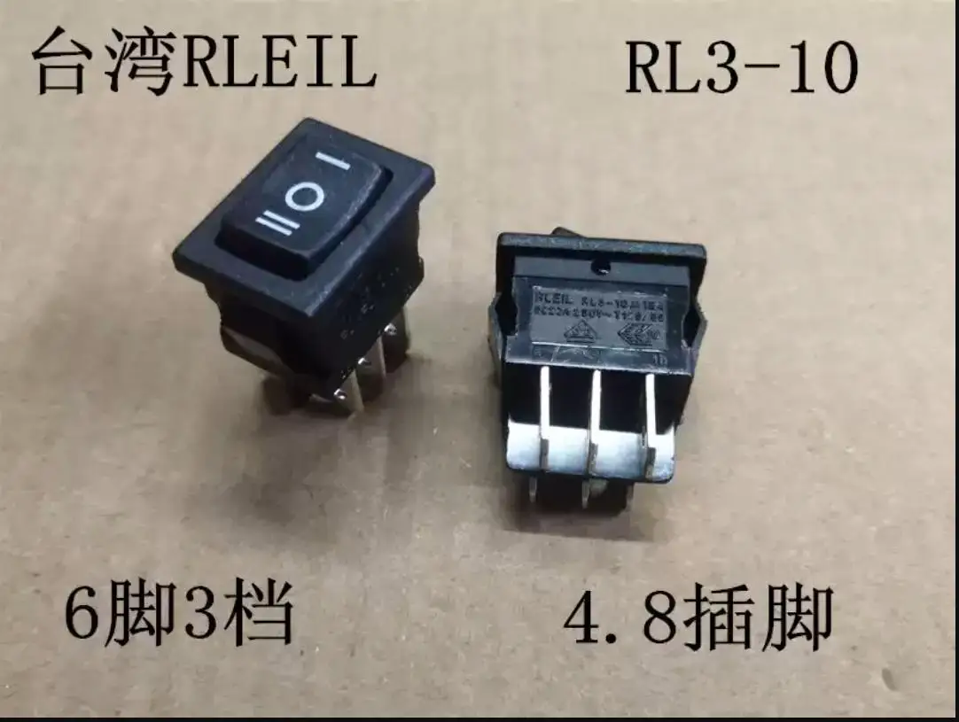 [SA]Power switch RLEIL small flat rocker switch rocker switch RL3-10 6PIN 3throw toggle switch stalls--50pcs/lot