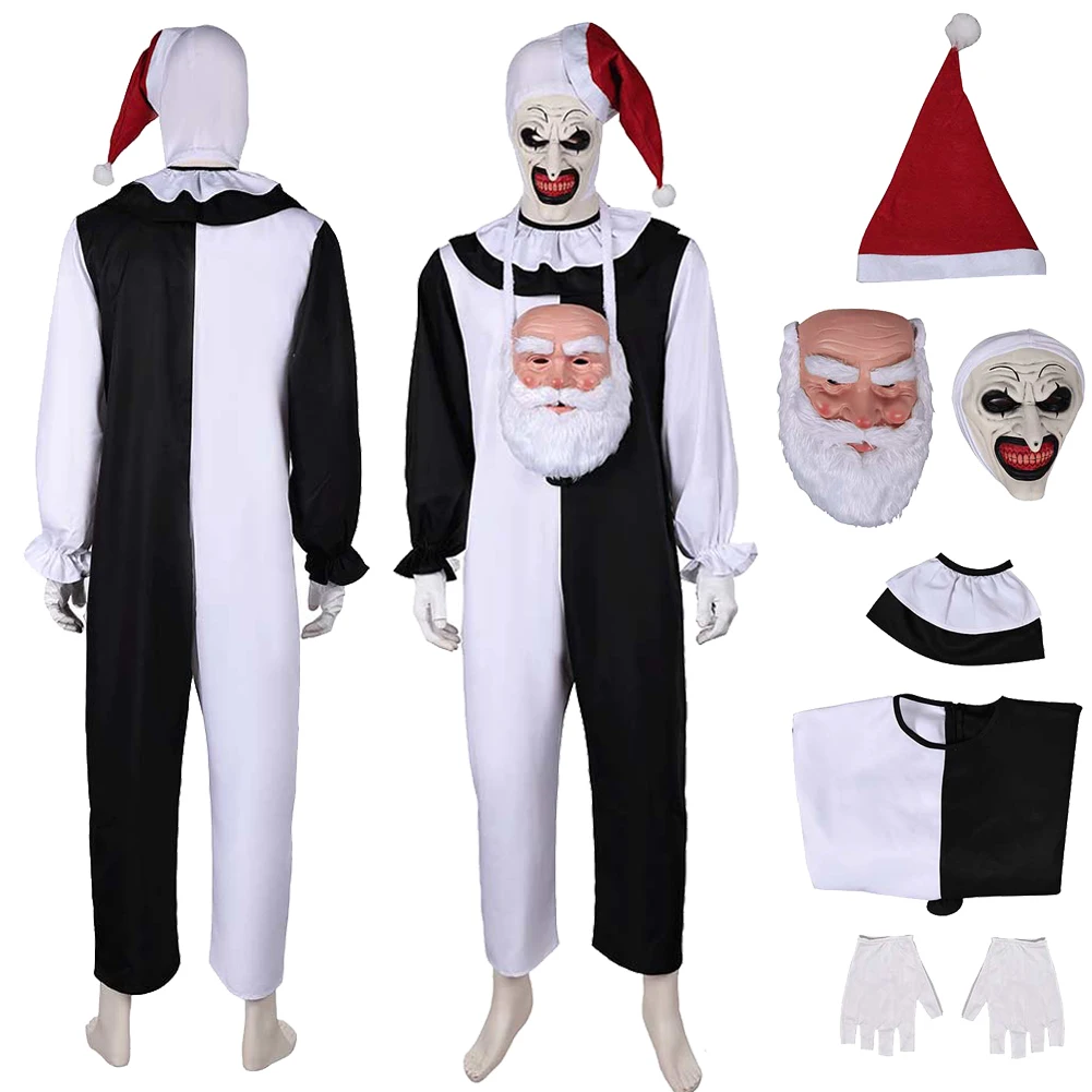 

Terrifier Cosplay Art The Clown Cosplay Fantasia Costume Disguise For Boys Men Adult Jumpsuit Mask Halloween Carnival Party Suit