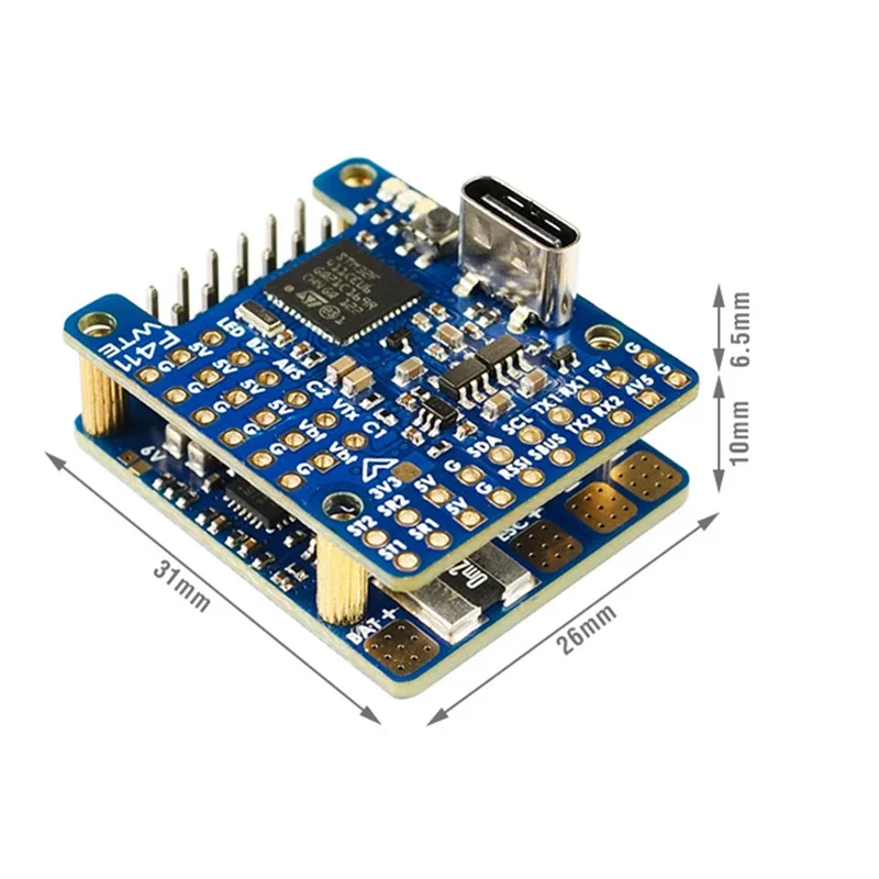 MATEKSYS F411-WTE BMI270 Baro OSD Dual BEC 132A Current Senor 2-6S INAV Flight Controller for RC Airplane Fixed-Wing