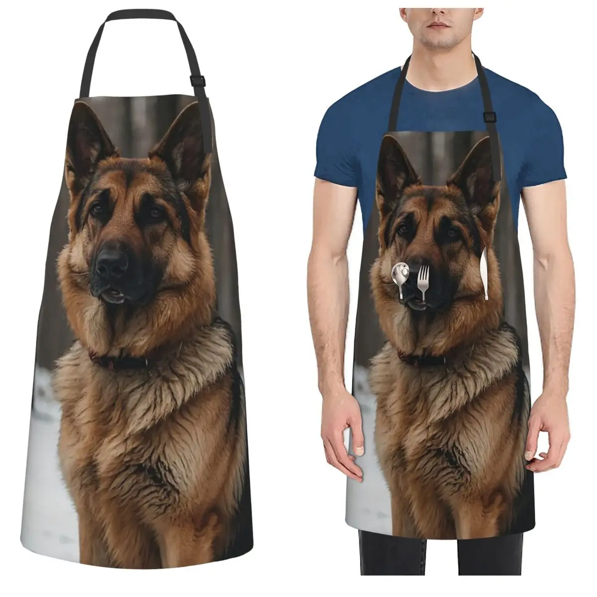 

German Shepherd Dog Aprons Chef Cooking Baking Tablier Waterproof Bib Kitchen Cleaning Pinafore for Women Men Painting