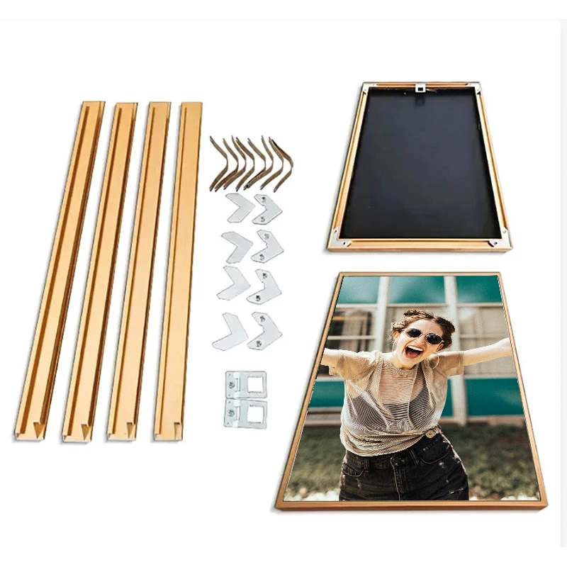 Aluminum Alloy Photo Frame Canvas Frame DIY Photo Frame Default Gold, Black to Note Poster Frame Larger than 60CM Needs Stitchin