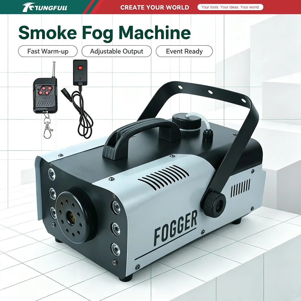 TUNGFULL 1200W Fog Machine 6LEDs Remote Control Fogger Colorful Smoke Machine DJ Disco Party Stage Light Christmas Effects
