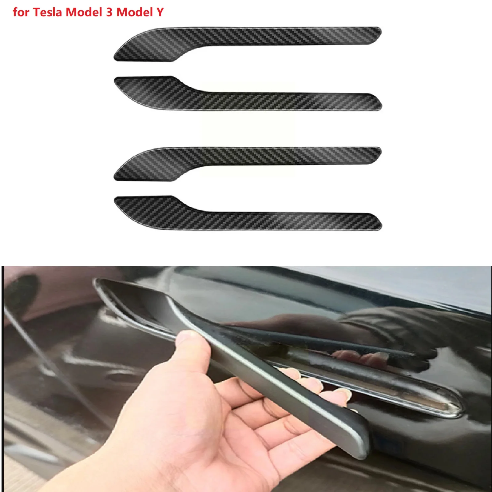 

Auto Door Handle Wrap Decoration Stickers For Tesla Model 3 Model Y 4 Pieces ABS Plastic Modification Handle Cover Kit Prot Z3L3