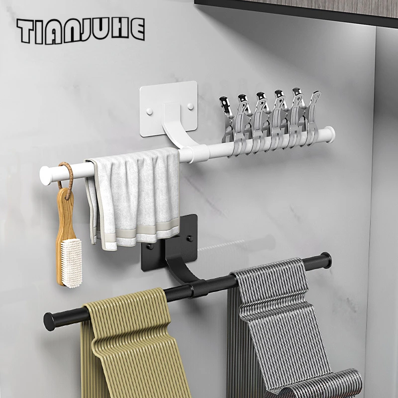 Wall-Mounted Multi-Function Towel Bar Bathroom Towel Rack for Kitchen Hanger Towel Single Pole Towel Rack