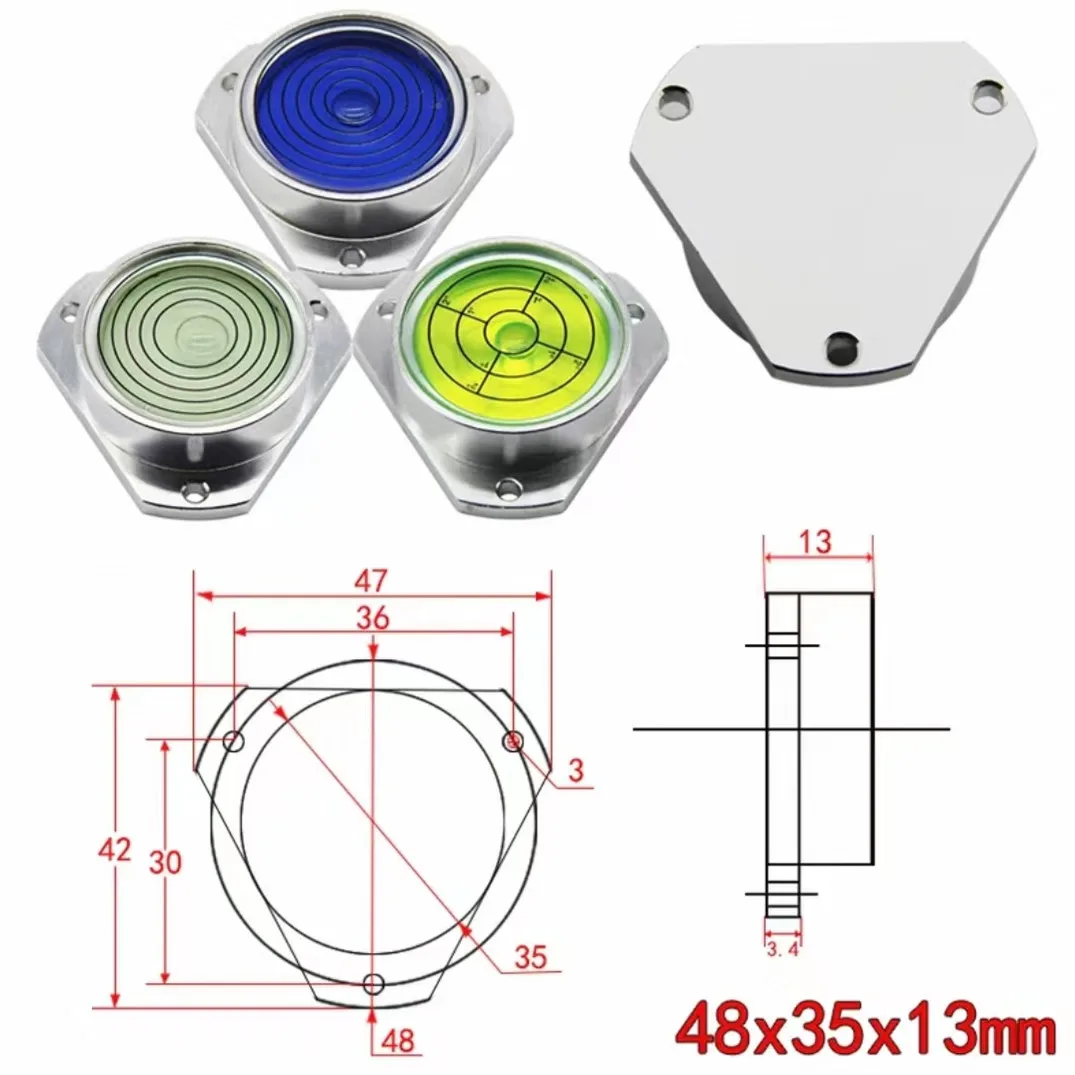 1pcs High precision metal triangle flange level with installation hole size 48X35X13mm